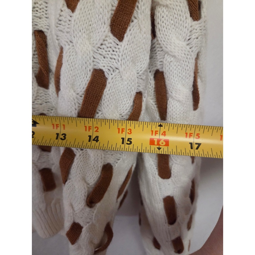 Blue B Collection Cream Brown Cable Knit Sweater Small Cropped Pullover Crewneck - Picture 5 of 6